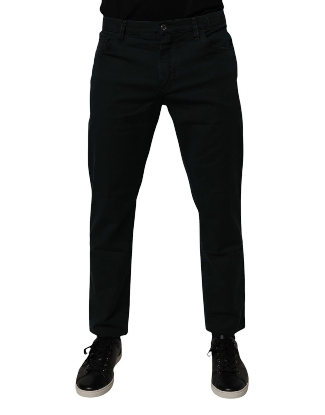 Dolce &amp; Gabbana Dark Green Cotton Loose Men Denim Jeans