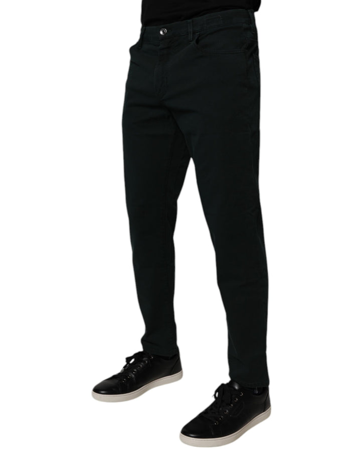 Dolce &amp; Gabbana Dark Green Cotton Loose Men Denim Jeans