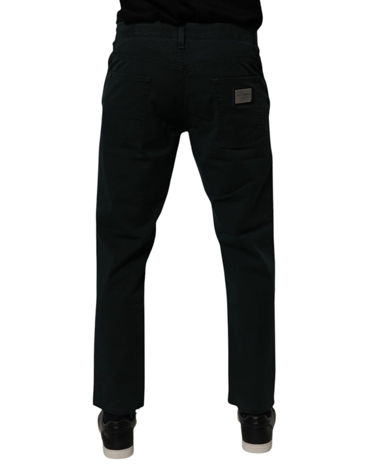 Dolce &amp; Gabbana Dark Green Cotton Loose Men Denim Jeans