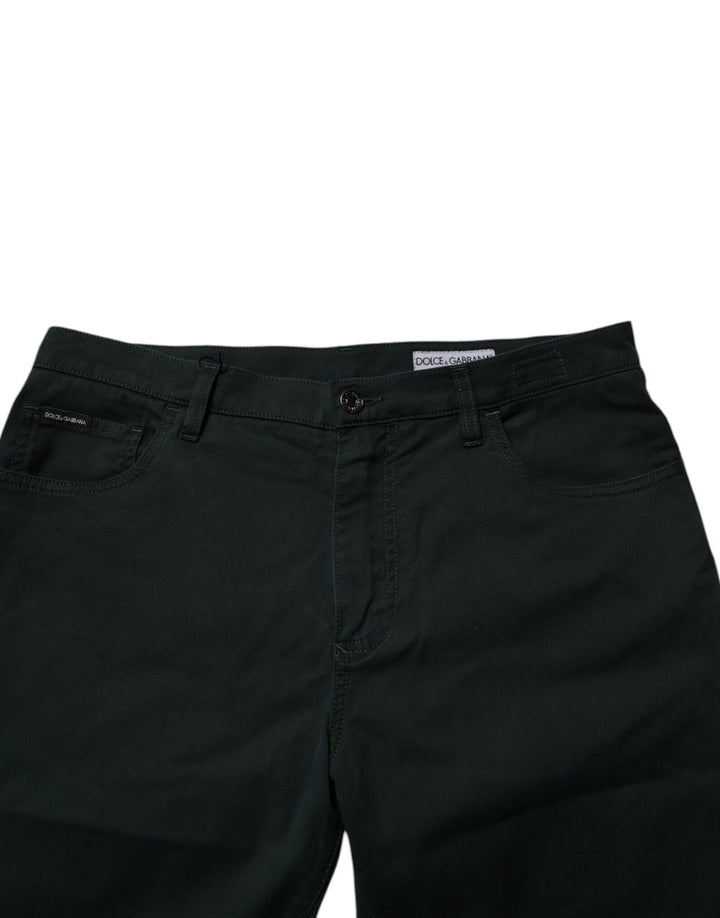 Dolce &amp; Gabbana Dark Green Cotton Loose Men Denim Jeans