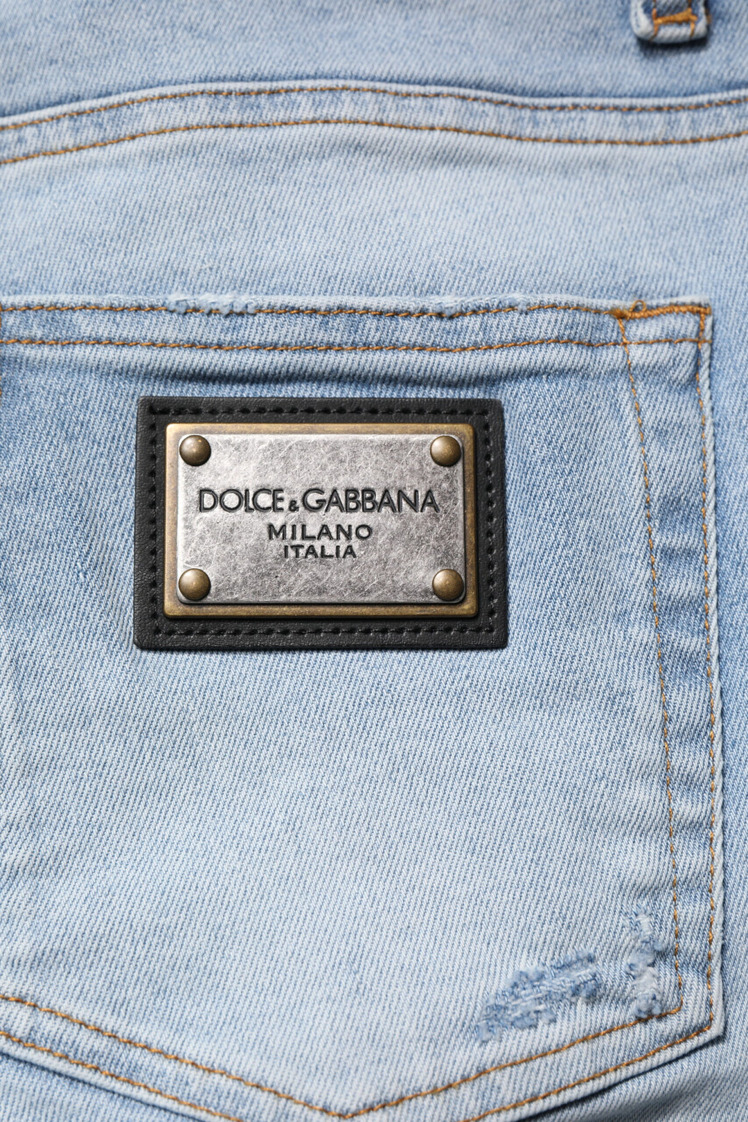 Dolce &amp; Gabbana Blue Tattered Cotton Skinny Men Denim Jeans