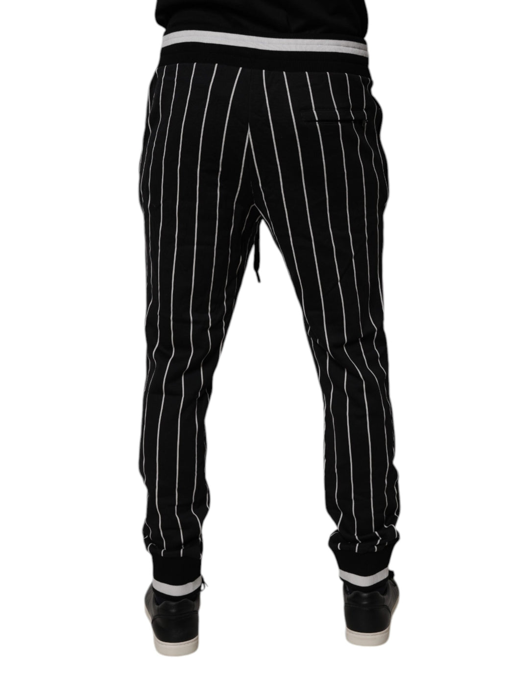 Dolce &amp; Gabbana Black White Stripes Jogger Sweatpants Pants