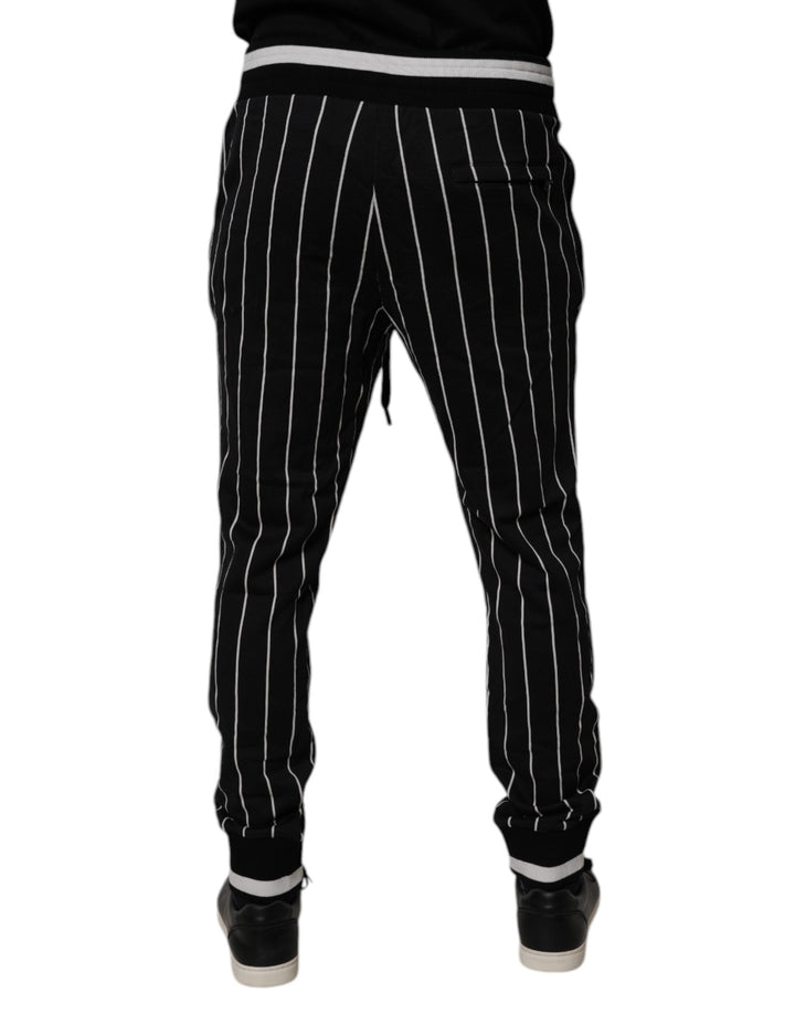 Dolce &amp; Gabbana Black White Stripes Jogger Sweatpants Pants