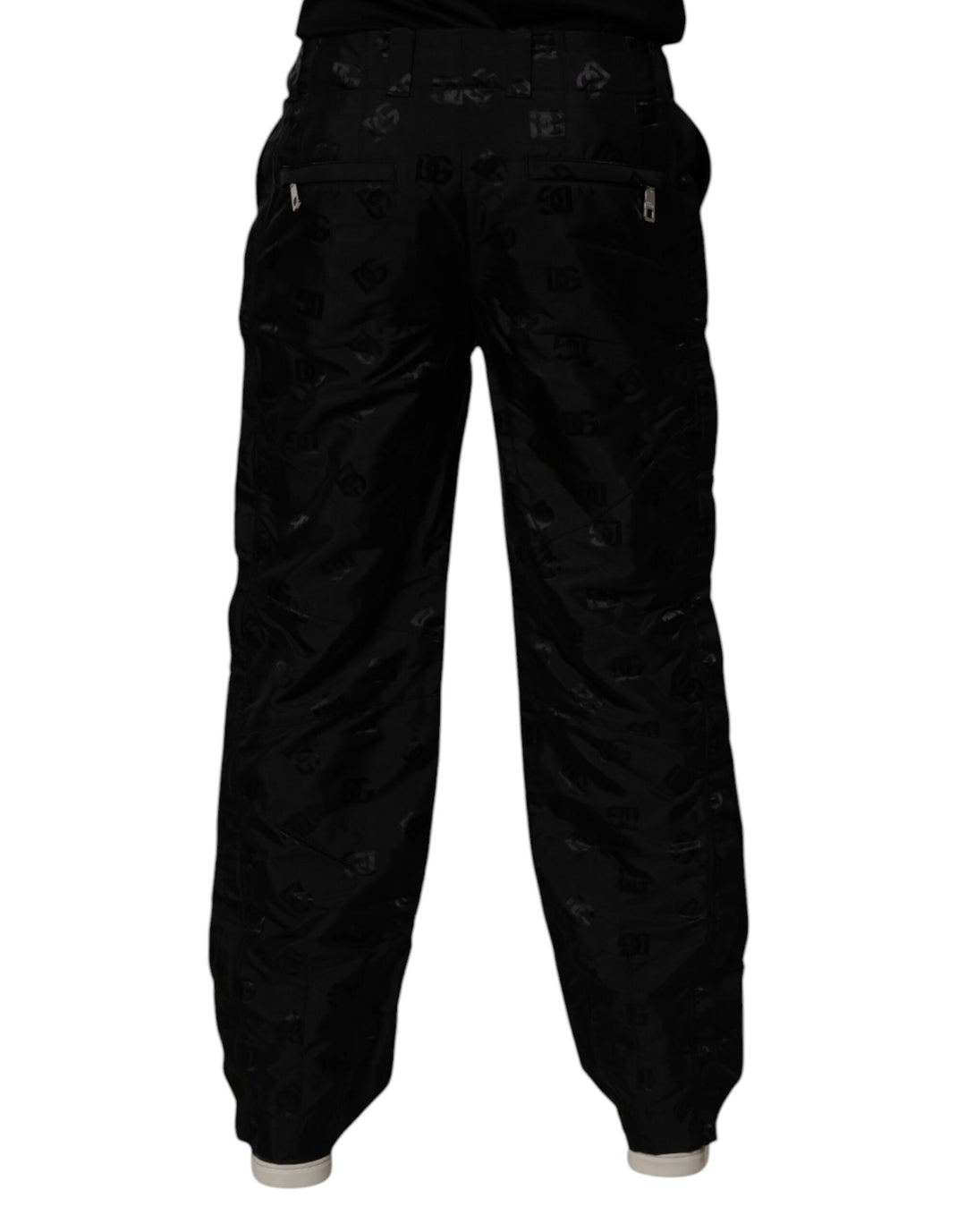 Pantalones rectos con monograma y logotipo negro de Dolce &amp;amp; Gabbana