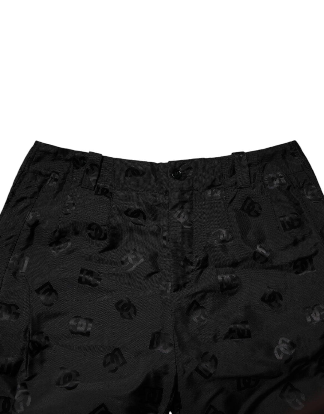 Pantalones rectos con monograma y logotipo negro de Dolce &amp;amp; Gabbana