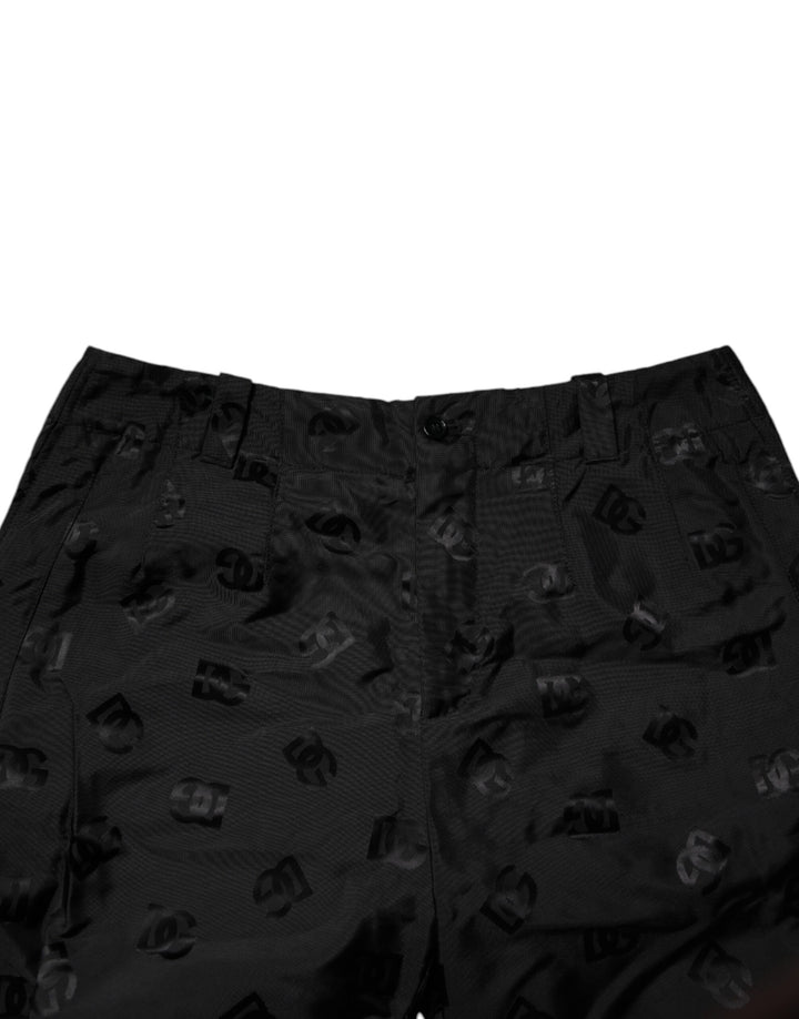 Pantalones rectos con monograma y logotipo negro de Dolce &amp;amp; Gabbana