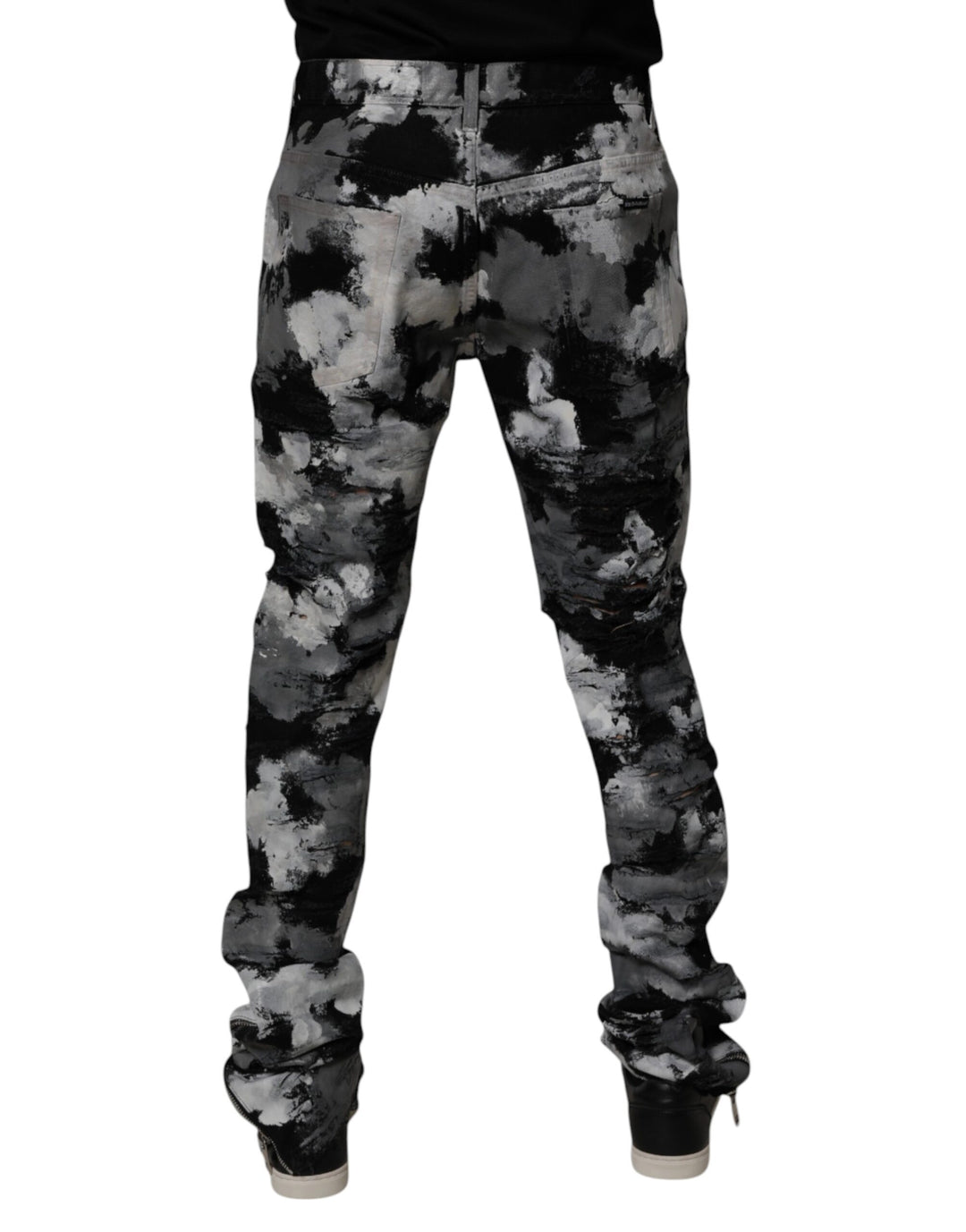 Dolce &amp; Gabbana Multicolor Camouflage Tattered Skinny Denim Jeans