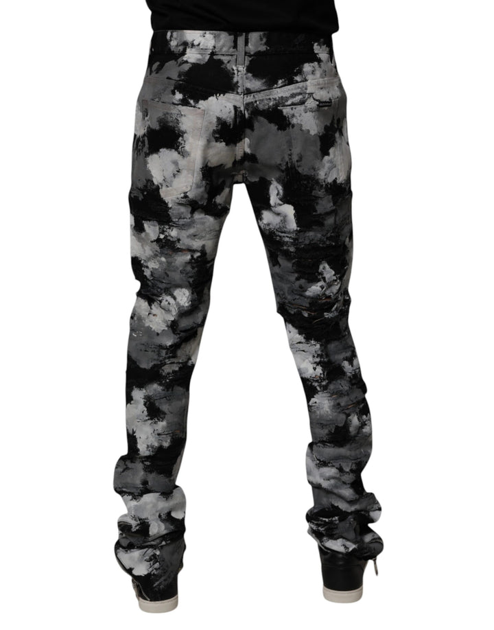 Dolce &amp; Gabbana Multicolor Camouflage Tattered Skinny Denim Jeans