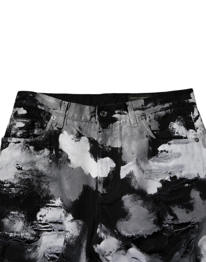 Dolce &amp; Gabbana Multicolor Camouflage Tattered Skinny Denim Jeans