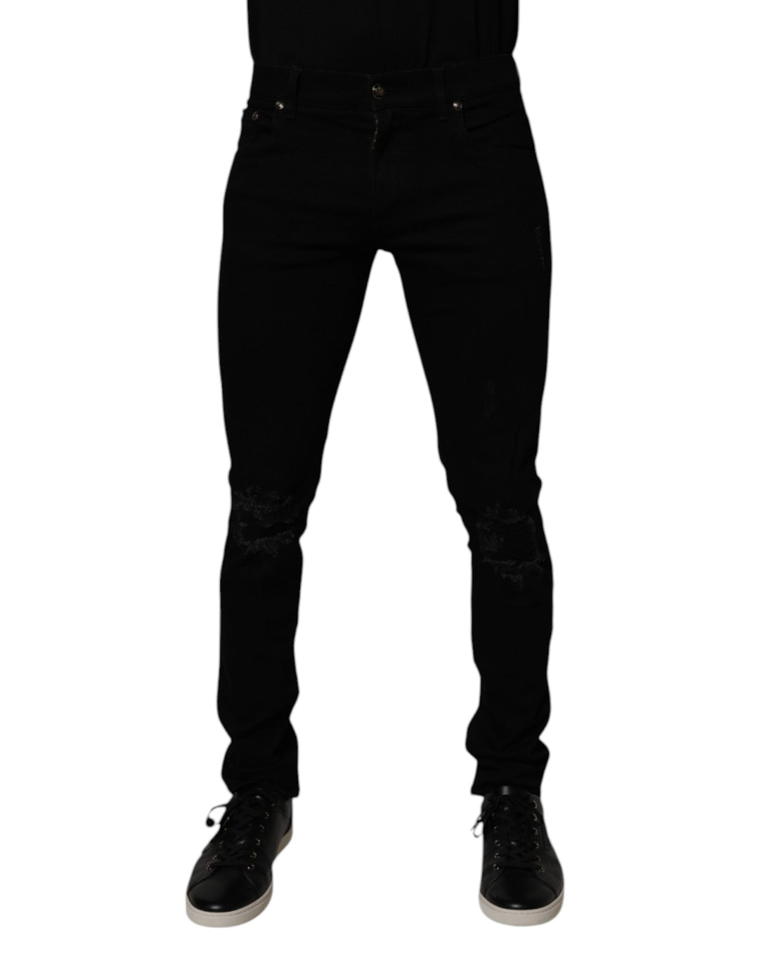 Dolce &amp; Gabbana Black Cotton Stretch Skinny Men Denim Jeans