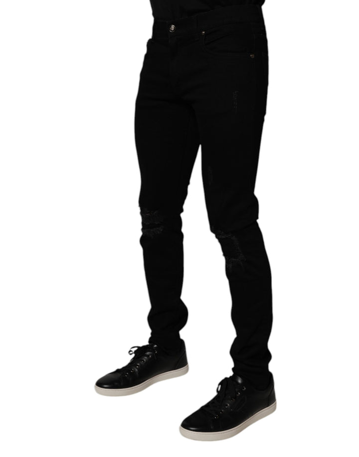 Dolce &amp; Gabbana Black Cotton Stretch Skinny Men Denim Jeans