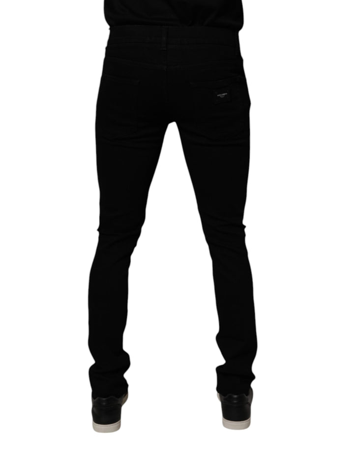 Dolce &amp; Gabbana Black Cotton Stretch Skinny Men Denim Jeans