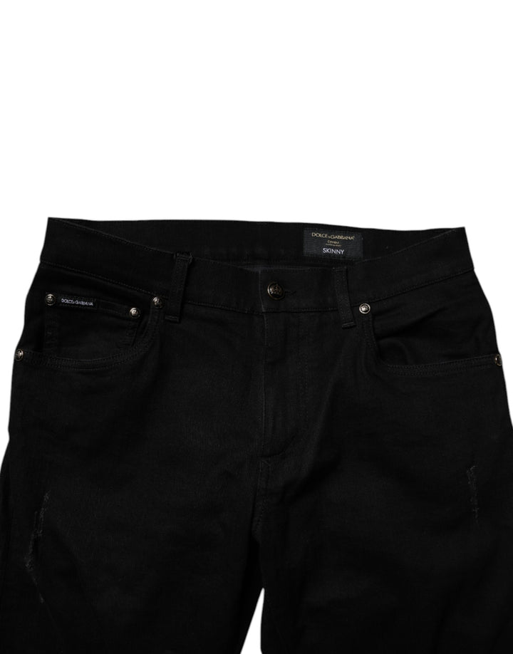 Dolce &amp; Gabbana Black Cotton Stretch Skinny Men Denim Jeans