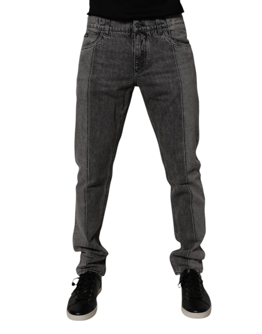 Jean en denim de coton gris bicolore Dolce &amp;amp; Gabbana