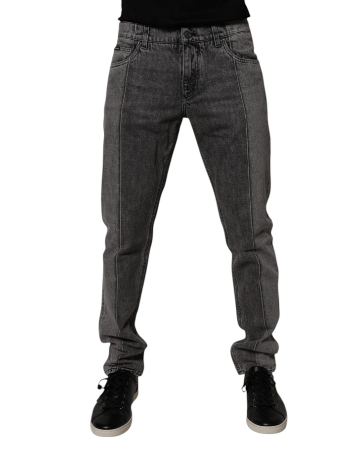 Jean en denim de coton gris bicolore Dolce &amp;amp; Gabbana