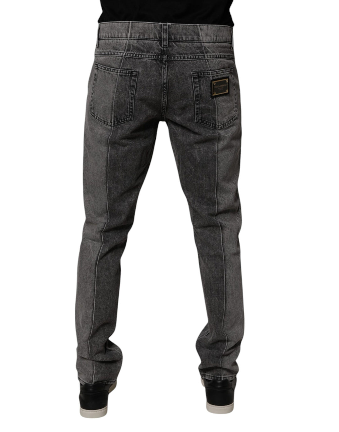 Jean en denim de coton gris bicolore Dolce &amp;amp; Gabbana