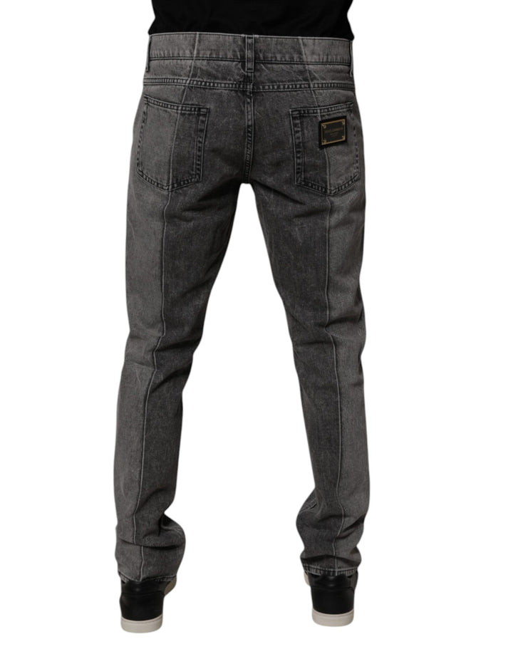 Jean en denim de coton gris bicolore Dolce &amp;amp; Gabbana
