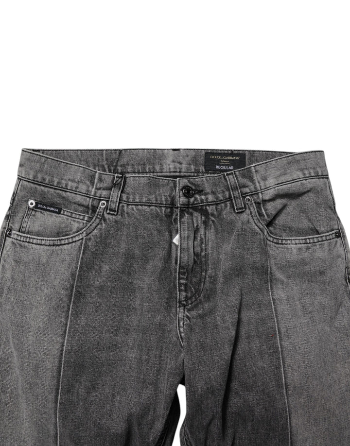 Jean en denim de coton gris bicolore Dolce &amp;amp; Gabbana