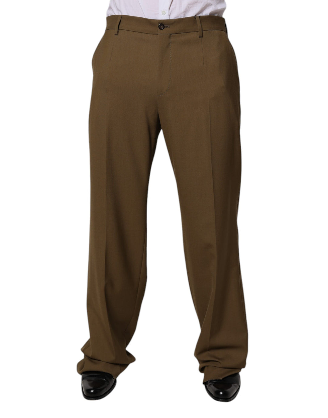 Dolce &amp; Gabbana Brown Wool Straight Formal Dress Pants