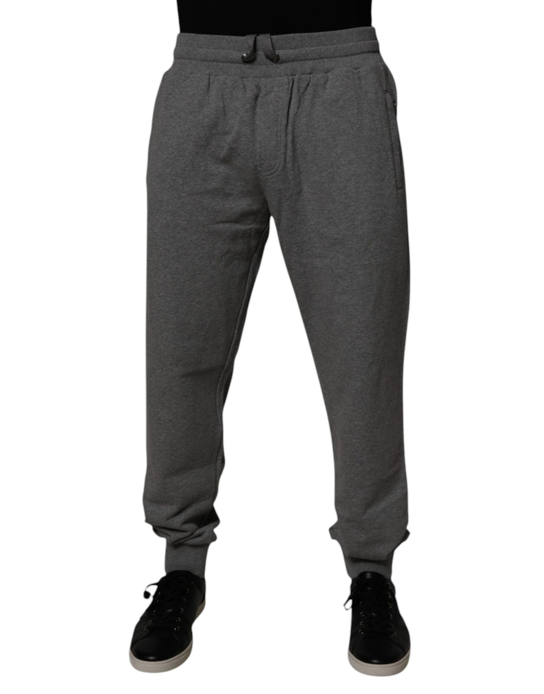 Dolce &amp; Gabbana Gray Logo Cotton Jogger Men Sweatpants Pants