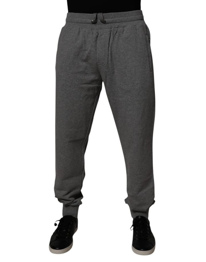 Dolce &amp; Gabbana Gray Logo Cotton Jogger Men Sweatpants Pants