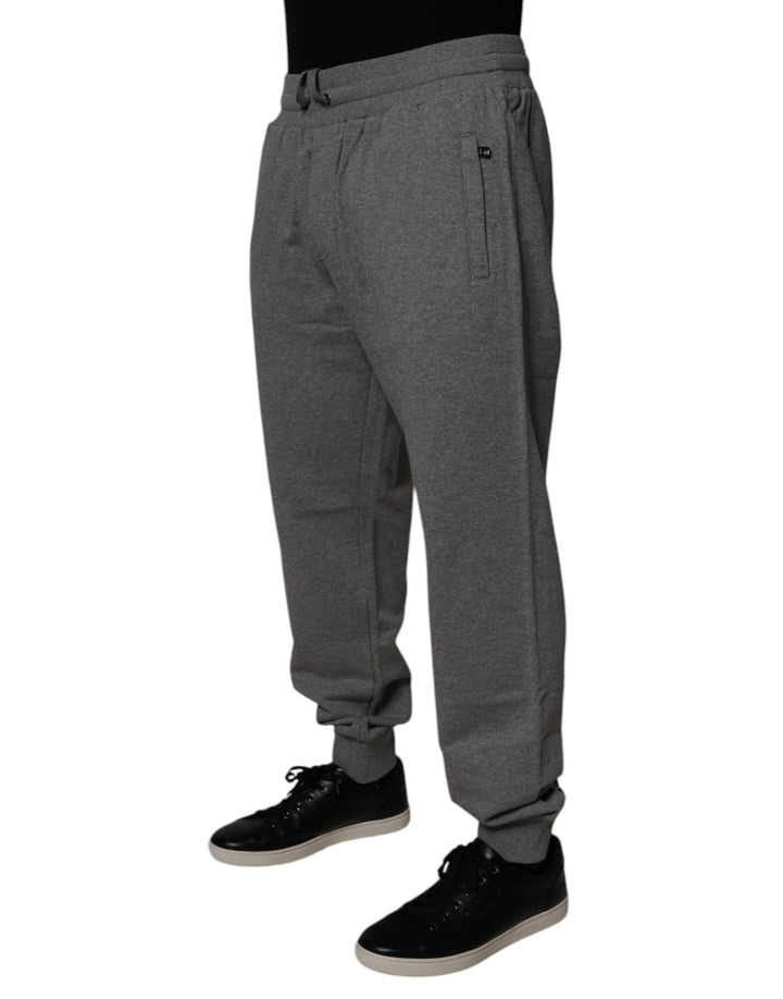 Dolce &amp; Gabbana Gray Logo Cotton Jogger Men Sweatpants Pants
