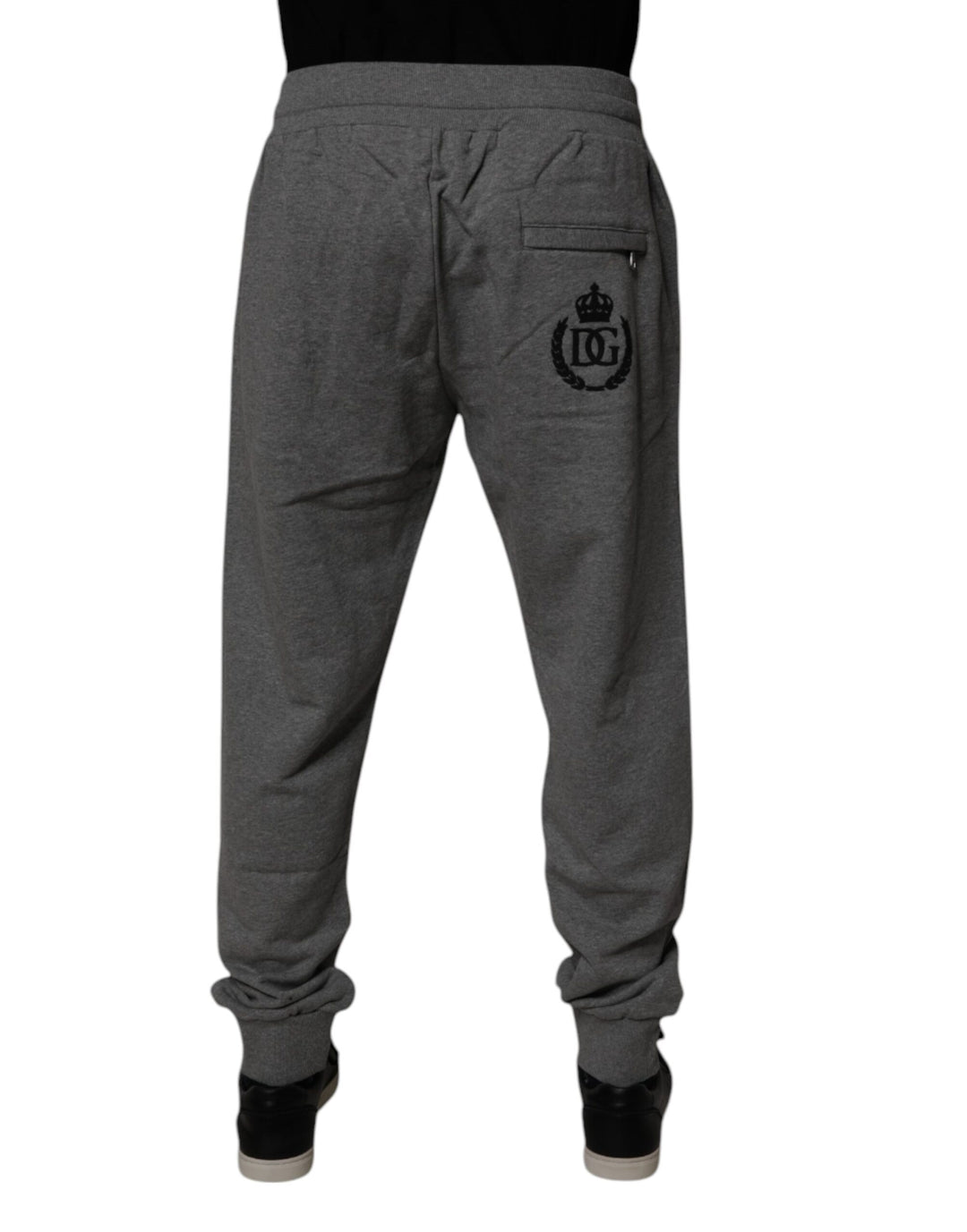 Dolce &amp; Gabbana Gray Logo Cotton Jogger Men Sweatpants Pants