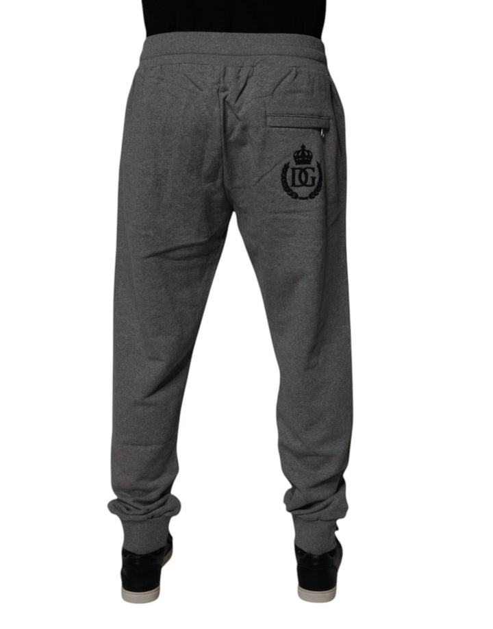 Dolce &amp; Gabbana Gray Logo Cotton Jogger Men Sweatpants Pants
