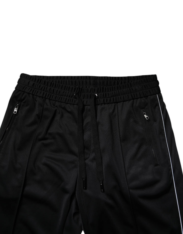 Dolce &amp; Gabbana Black Polyester Men Jogger Sweatpants Pants