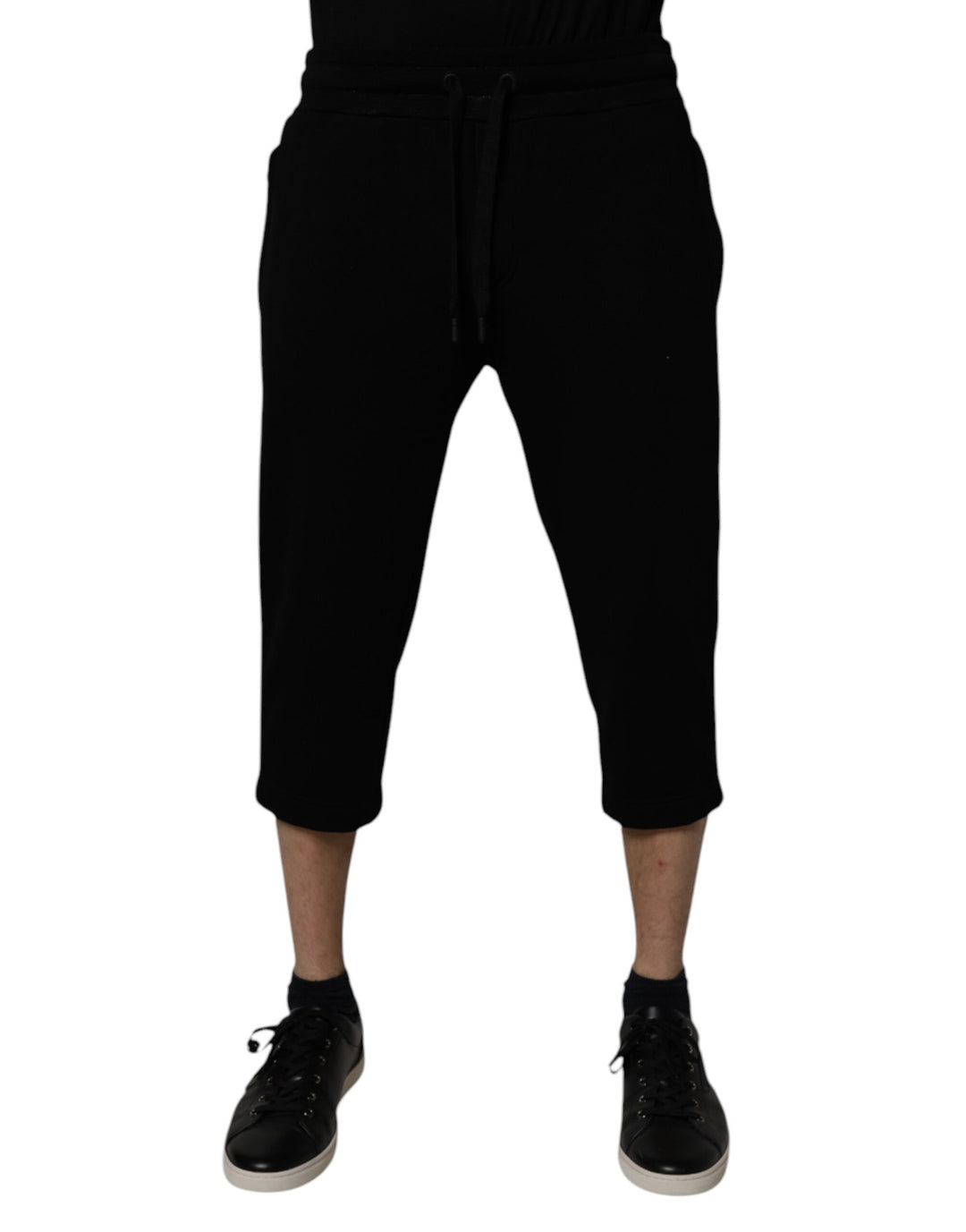 Dolce &amp; Gabbana Black Cotton Blend Cropped Sweatpants Pants