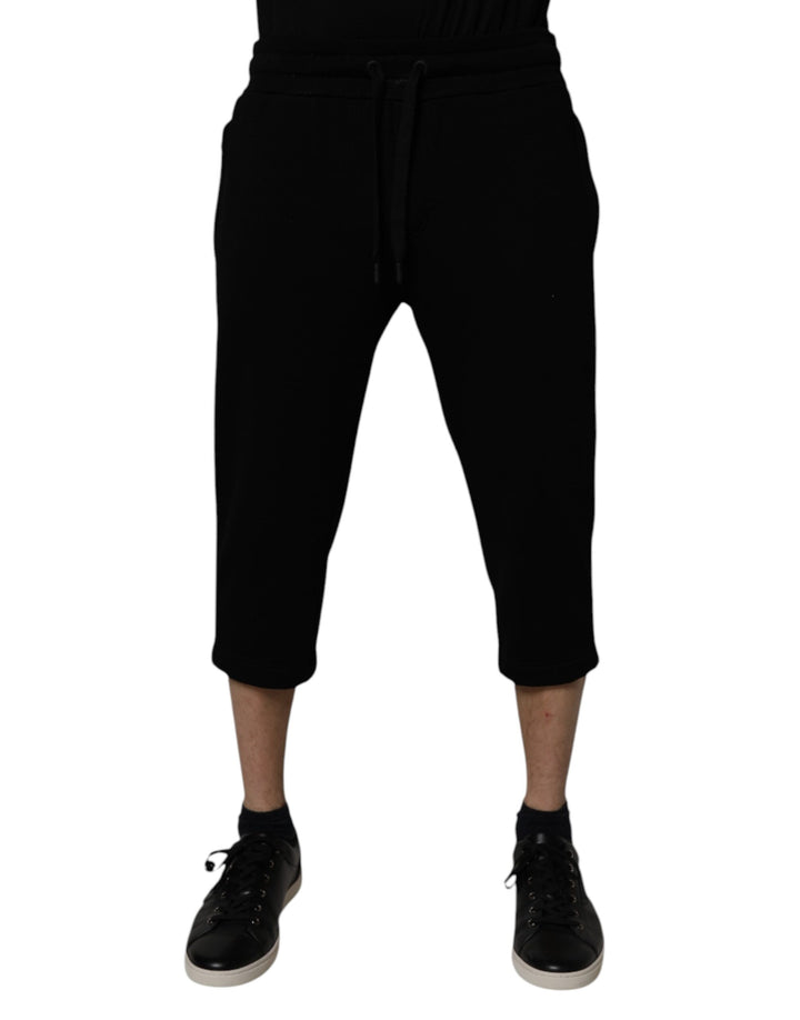 Dolce &amp; Gabbana Black Cotton Blend Cropped Sweatpants Pants