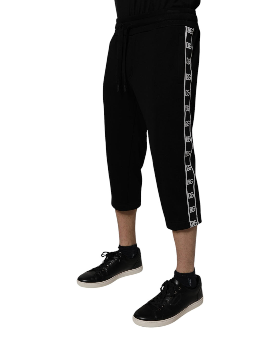 Dolce &amp; Gabbana Black Cotton Blend Cropped Sweatpants Pants