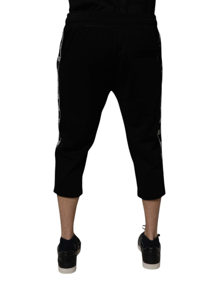 Dolce &amp; Gabbana Black Cotton Blend Cropped Sweatpants Pants