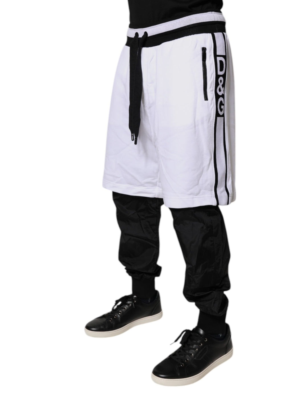 Pantalones deportivos de algodón en capas, negros y blancos, de Dolce &amp;amp; Gabbana