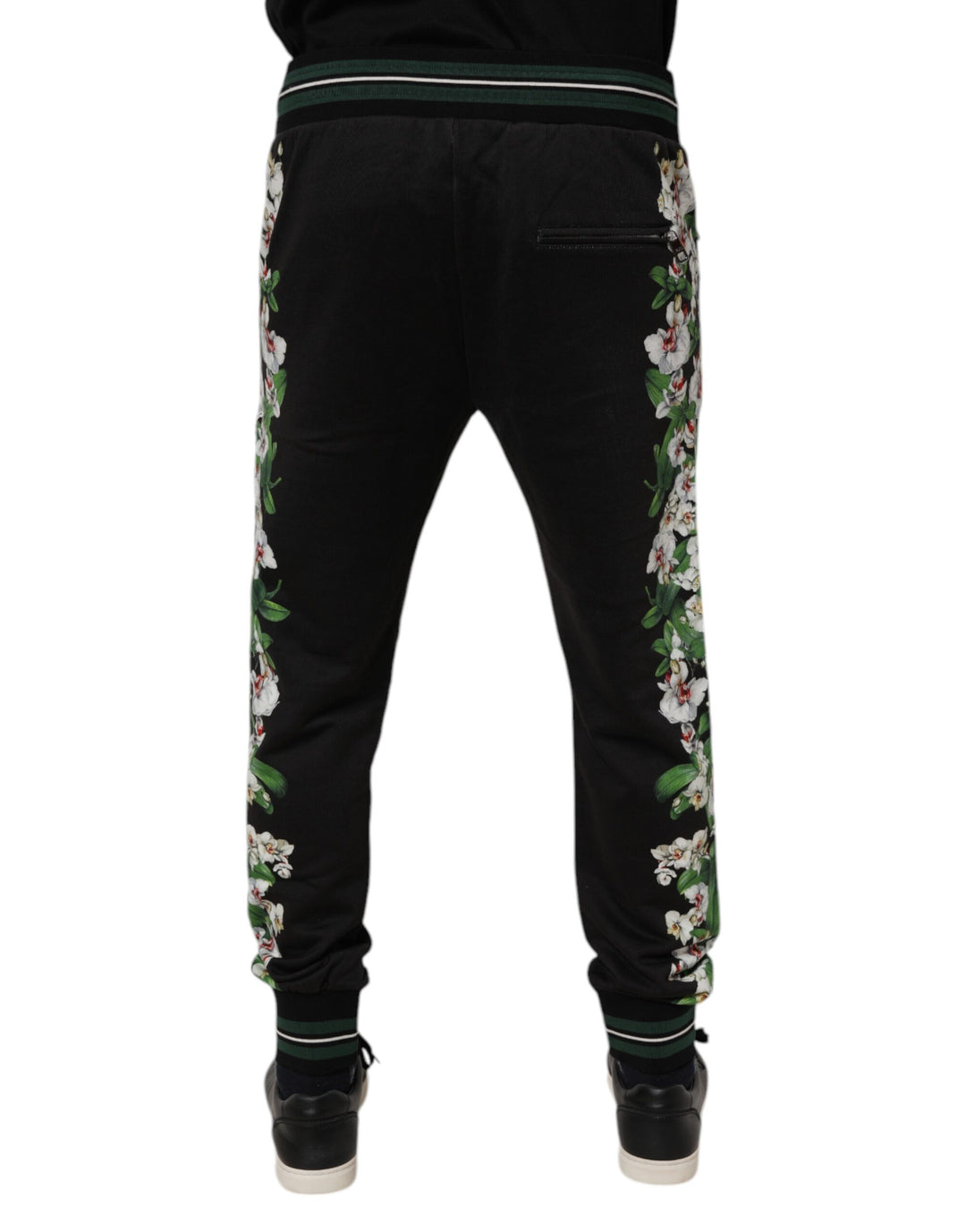 Dolce &amp; Gabbana Black Floral King Men Jogger Sweatpants Pants