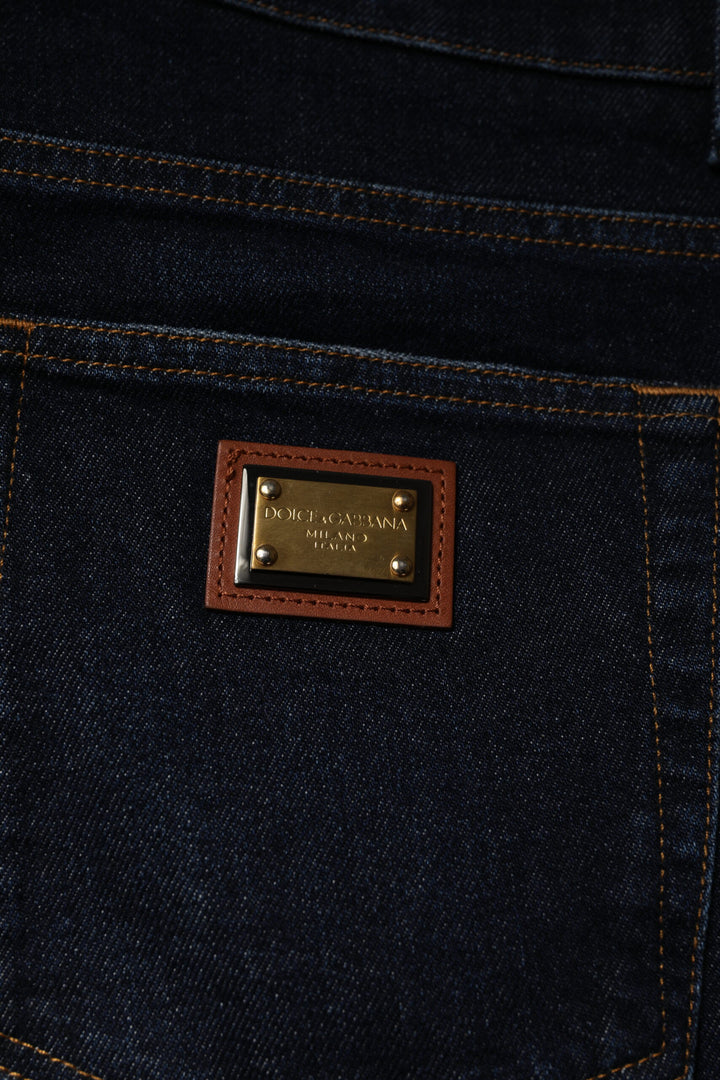 Vaqueros ajustados de mezclilla azul oscuro de algodón elástico de Dolce &amp;amp; Gabbana