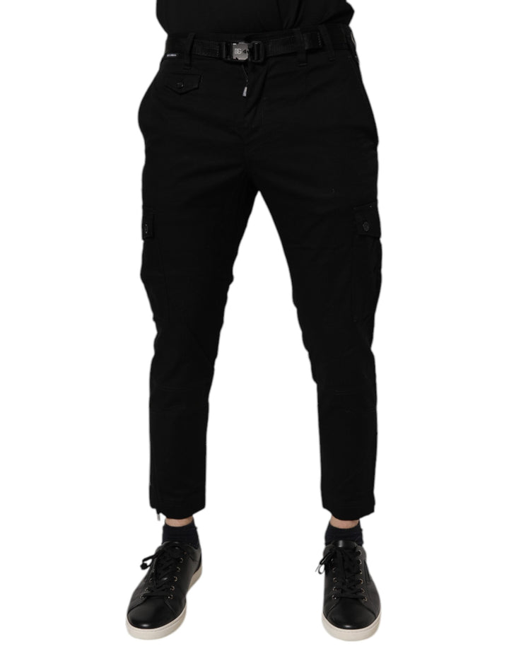 Dolce &amp; Gabbana Black Cotton Stretch Skinny Cargo Denim Jeans