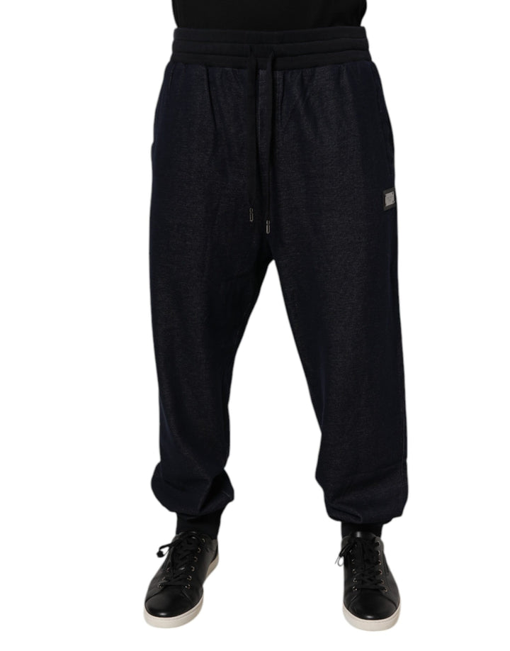 Dolce &amp; Gabbana Black Jacquard Cotton Jogger Sweatpants Pants