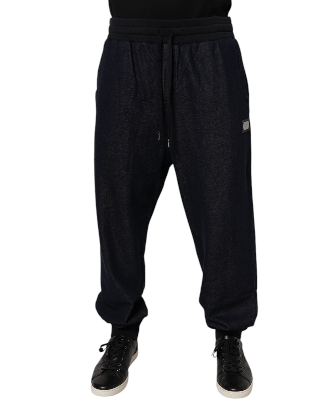 Dolce &amp; Gabbana Black Jacquard Cotton Jogger Sweatpants Pants