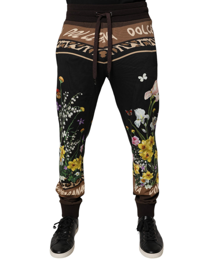 Pantalon de jogging en coton à fleurs noires Dolce &amp;amp; Gabbana