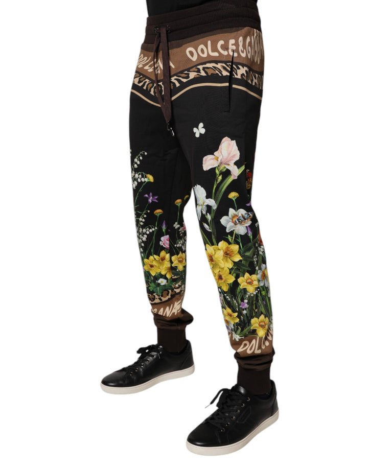 Pantalon de jogging en coton à fleurs noires Dolce &amp;amp; Gabbana