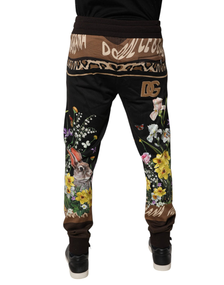 Pantalon de jogging en coton à fleurs noires Dolce &amp;amp; Gabbana