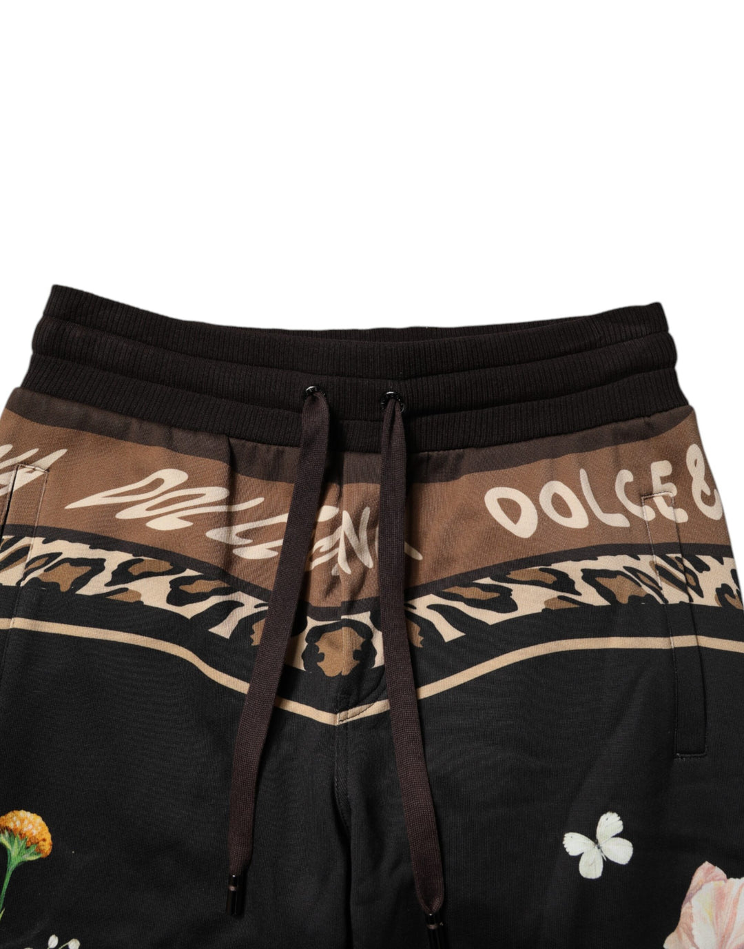 Pantalon de jogging en coton à fleurs noires Dolce &amp;amp; Gabbana
