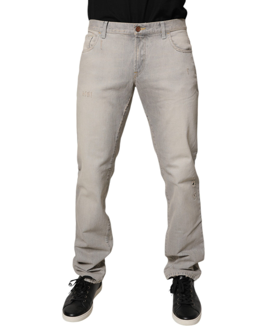 Jean skinny en coton gris clair Dolce &amp;amp; Gabbana