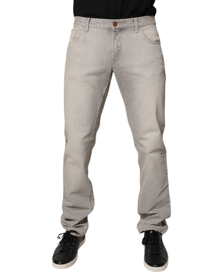 Jean skinny en coton gris clair Dolce &amp;amp; Gabbana