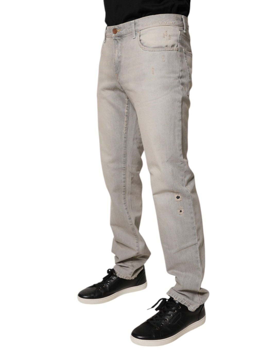 Jean skinny en coton gris clair Dolce &amp;amp; Gabbana