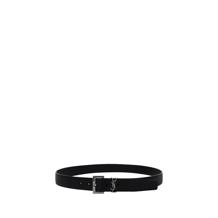 Saint Laurent Black Calf Leather Bos Taurus Belt