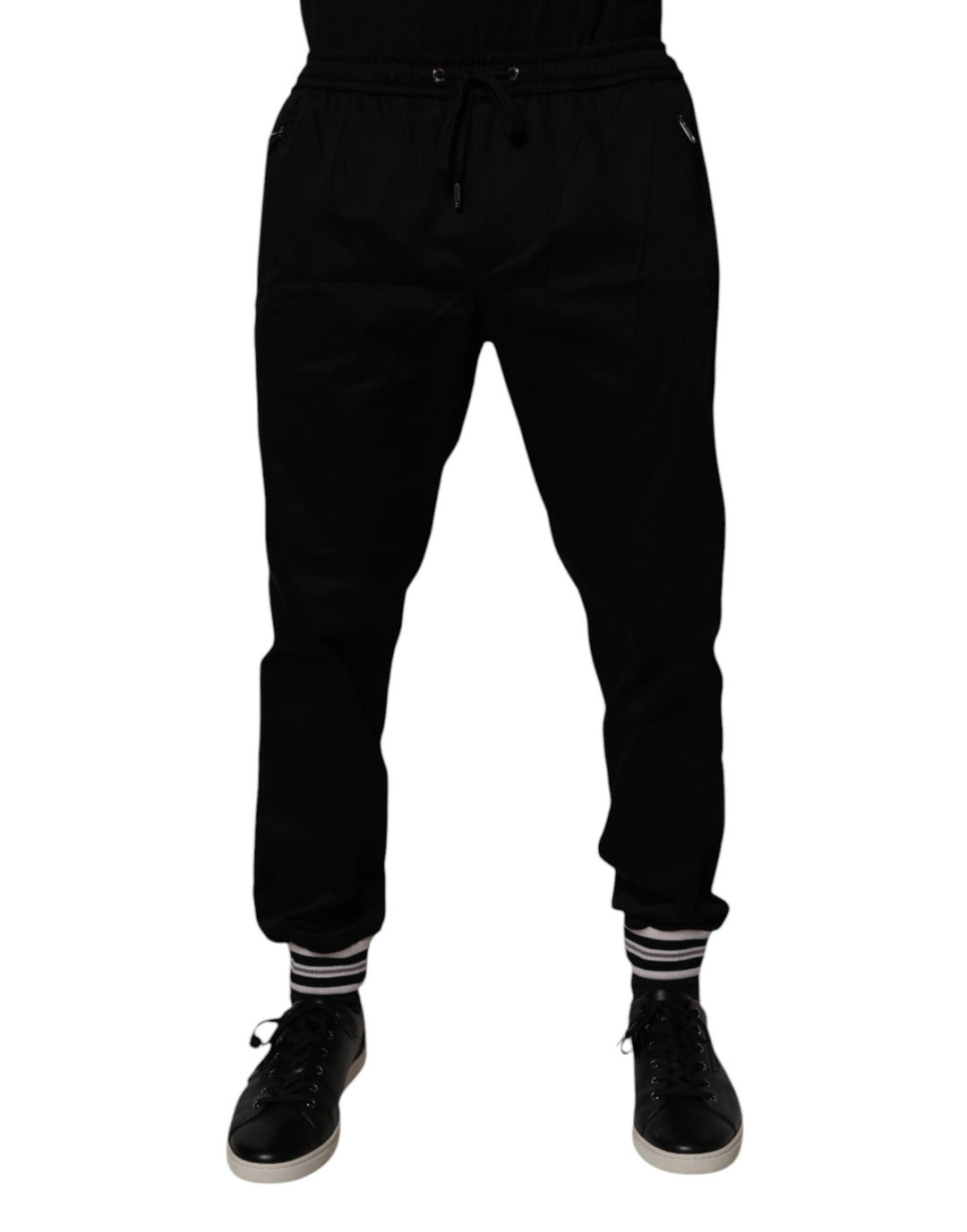 Dolce &amp; Gabbana Black Cotton Stretch Jogger Sweatpants Pants
