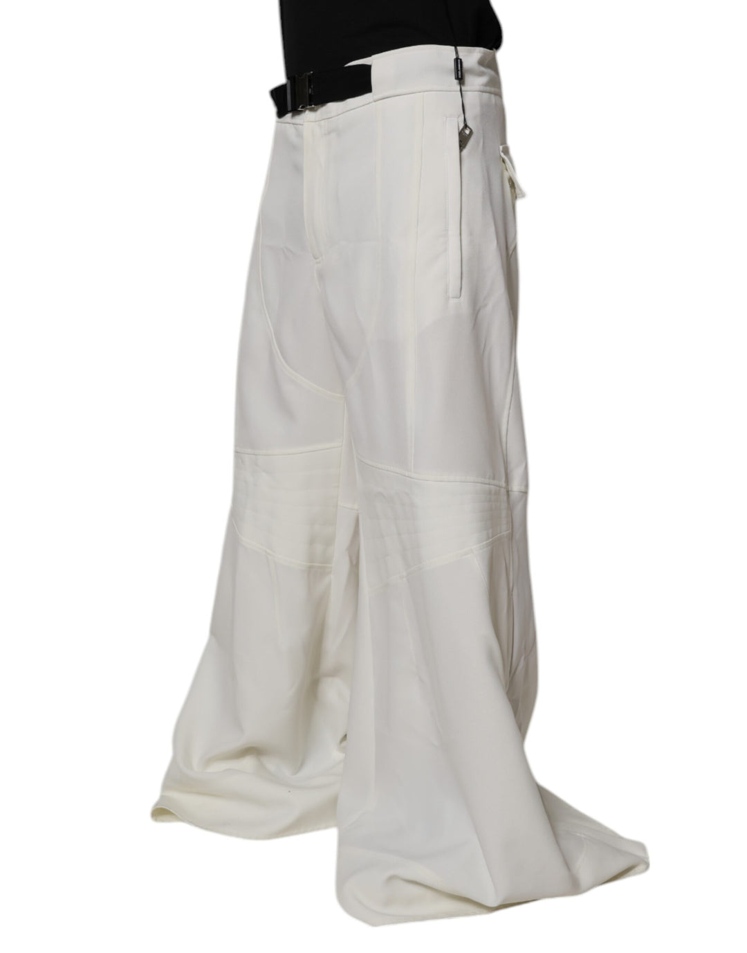 Dolce & Gabbana White Mid Waist Wide Leg Pants