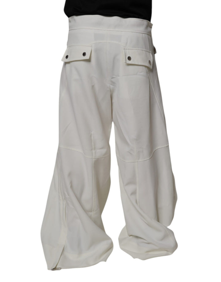 Dolce & Gabbana White Mid Waist Wide Leg Pants